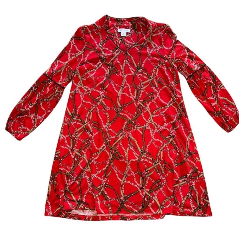 Kentucky Derby Bound!  Skye's the Limit Red and Brown Equestrian Chain Dress